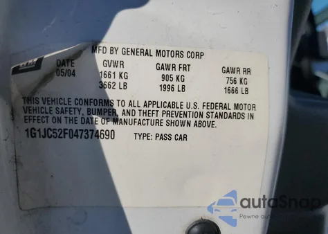 2004 Chevrolet Cavalier from USA, damaged, VIN 1G1JC52F047374690